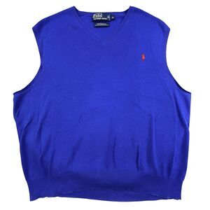 Vintage Polo Ralph Lauren Sweater Vest Men’s XL Blue Pima Cotton Preppy Golf